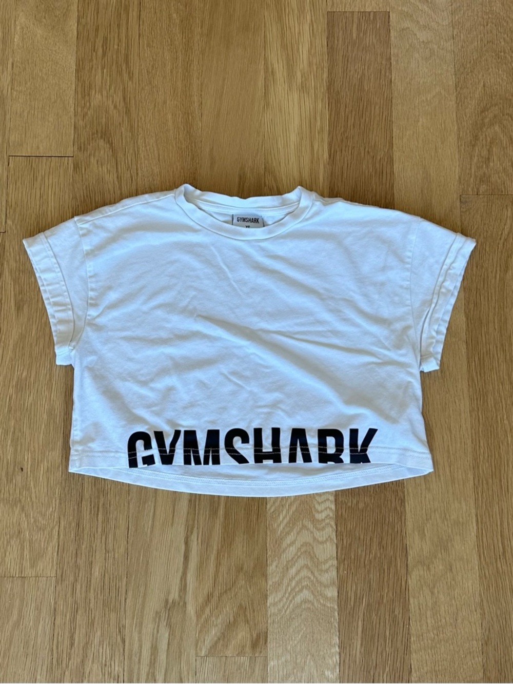 gymshark white logo crop top, size XS